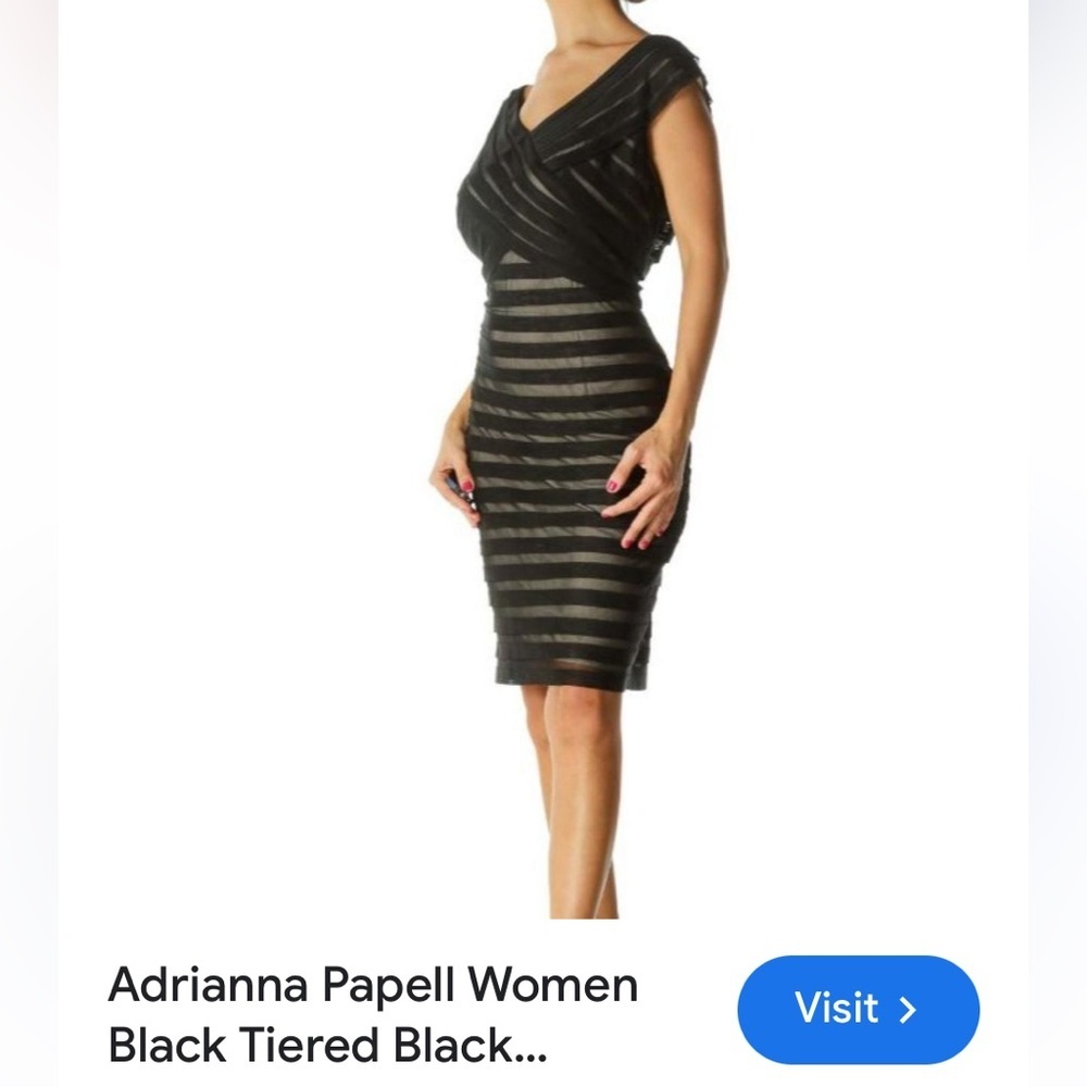 50%offW❤️ Adrianna Papell Dress Black Tiered Lace 4 EUC Wedding Guest Prom